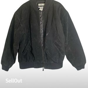 City Streets Men's XL Black Leather Overcoat with Quilted Lining